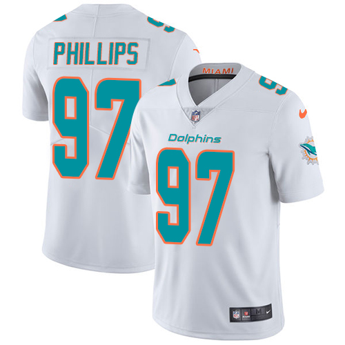 Nike Dolphins #97 Jordan Phillips White Men's Stitched NFL Vapor Untouchable Limited Jersey - Click Image to Close
